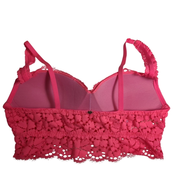 Victoria's Secret Pink Eyelash Lace Push Up Hot Pink Bra Bralette Small/P - Picture 4 of 6
